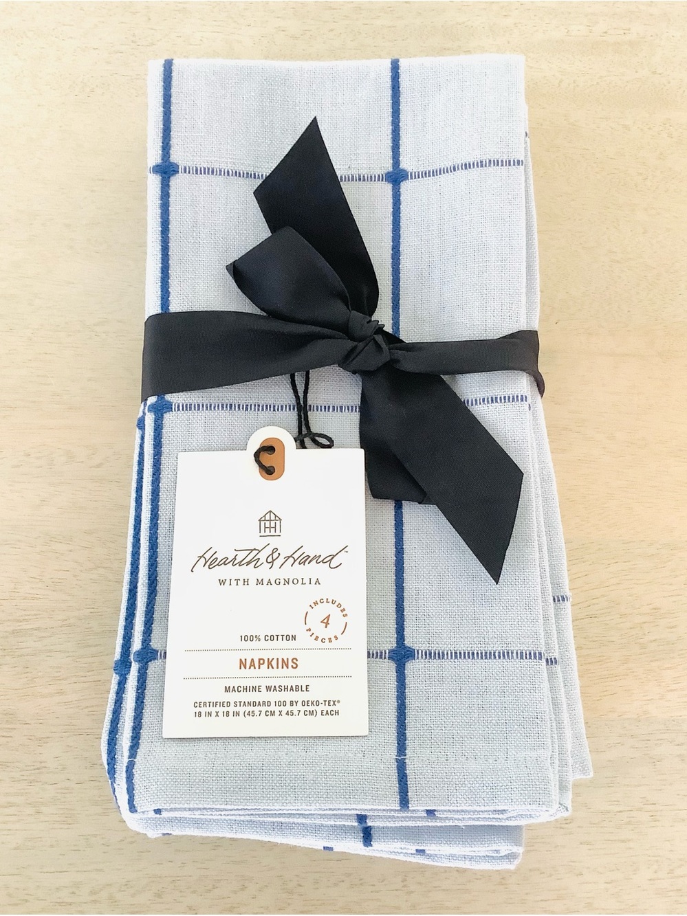 4pc Hearth & Hand Magnolia Blue Gingham Napkin Set